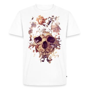 Crâne avec des roses - T-shirt Premium bio Homme - blanc - Devant - Nico (187cm)