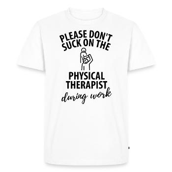Cadeau drôle de physiothérapeute disant drôle - T-shirt Premium bio Homme - blanc - Devant - Nico (187cm)