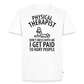 Cadeau drôle de physiothérapeute disant drôle - T-shirt Premium bio Homme - blanc - Devant - Nico (187cm)