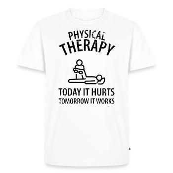 Cadeau drôle de physiothérapeute disant drôle - T-shirt Premium bio Homme - blanc - Devant - Nico (187cm)