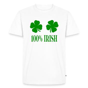 Trèfle 100 % Irish St. Patricks Day Idée cadeau - T-shirt Premium bio Homme - blanc - Devant - Nico (187cm)