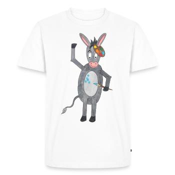 Âne avec pinceau et palette de couleurs - T-shirt Premium bio Homme - blanc - Devant - Nico (187cm)