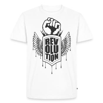 REVOLUTION Poing - T-shirt Premium bio Homme - blanc - Devant - Nico (187cm)