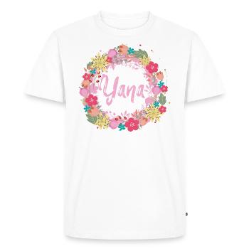 Yana, fleurs, couronne de fleurs, floral, illustration - T-shirt Premium bio Homme - blanc - Devant - Nico (187cm)
