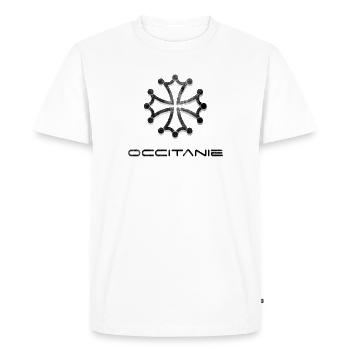 Logo Occitanie style worn gradient - Men's Premium Organic T-Shirt - white - Front - Nico (187cm)