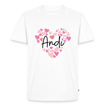 J’aime Andi - des cœurs pour Andi - T-shirt Premium bio Homme - blanc - Devant - Nico (187cm)