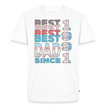 Meilleur papa du monde depuis 1991 Fête des Pères - T-shirt Premium bio Homme - blanc - Devant - Nico (187cm)