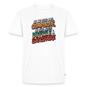 Je ne suis pas compliqué, je suis juste difficile - T-shirt Premium bio Homme - blanc - Devant - Nico (187cm)