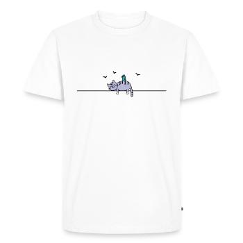 Schlafende Katze mit Vogel - T-shirt Premium bio Homme - blanc - Devant - Nico (187cm)