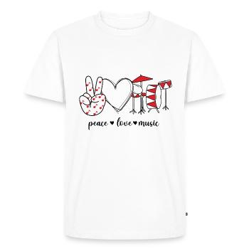 Peace Love Music Drums - Men's Premium Organic T-Shirt - white - Front - Nico (187cm)
