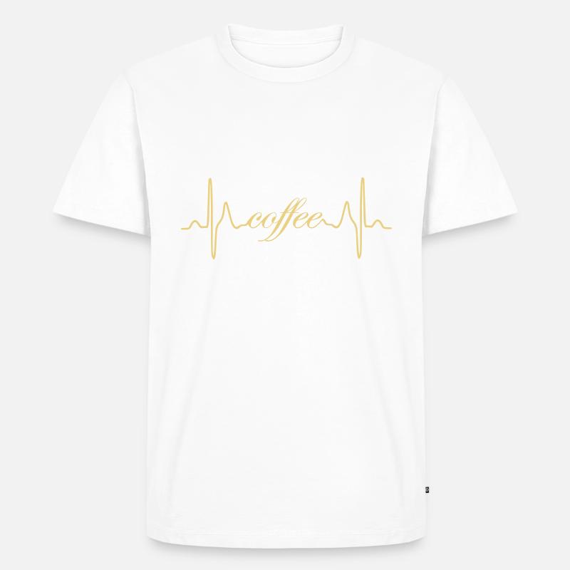 Kaffee Herzschlag - Männer Premium Bio T-Shirt - Weiß