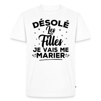 Désolé les filles je vais me marier - T-shirt Premium bio Homme - blanc - Devant - Nico (187cm)