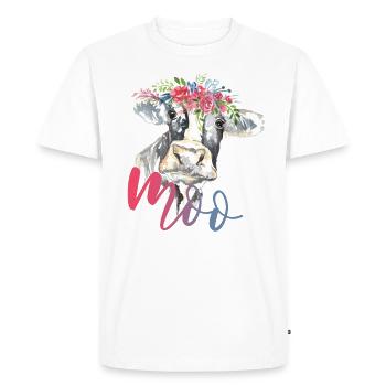 Vache Fleur Moo Vache Fleur Couronne Moo vie à la campagne - T-shirt Premium bio Homme - blanc - Devant - Nico (187cm)
