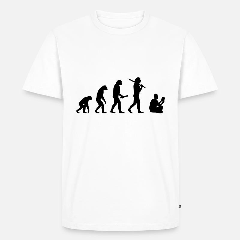 Evolution Lesen Leseratte Bücher Buch Geschenkidee - Männer Premium Bio T-Shirt - Weiß