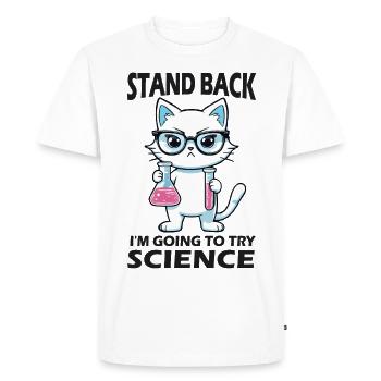 Résignation - J’essaie la science - T-shirt Premium bio Homme - blanc - Devant - Nico (187cm)