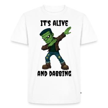 Le monstre de la cicatrice verte vit et dabt à Halloween - T-shirt Premium bio Homme - blanc - Devant - Nico (187cm)