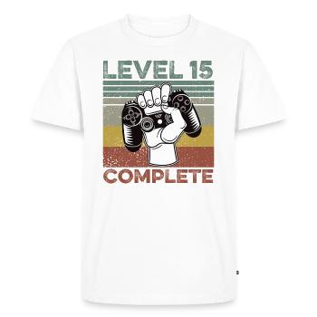 15ème anniversaire 15 ans Level Complete 2006 Gamer - T-shirt Premium bio Homme - blanc - Devant - Nico (187cm)