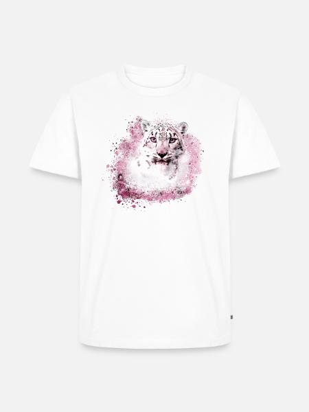 snow leopard,cat,leopard,white,wildcat - Men's Premium Organic T-Shirt - white