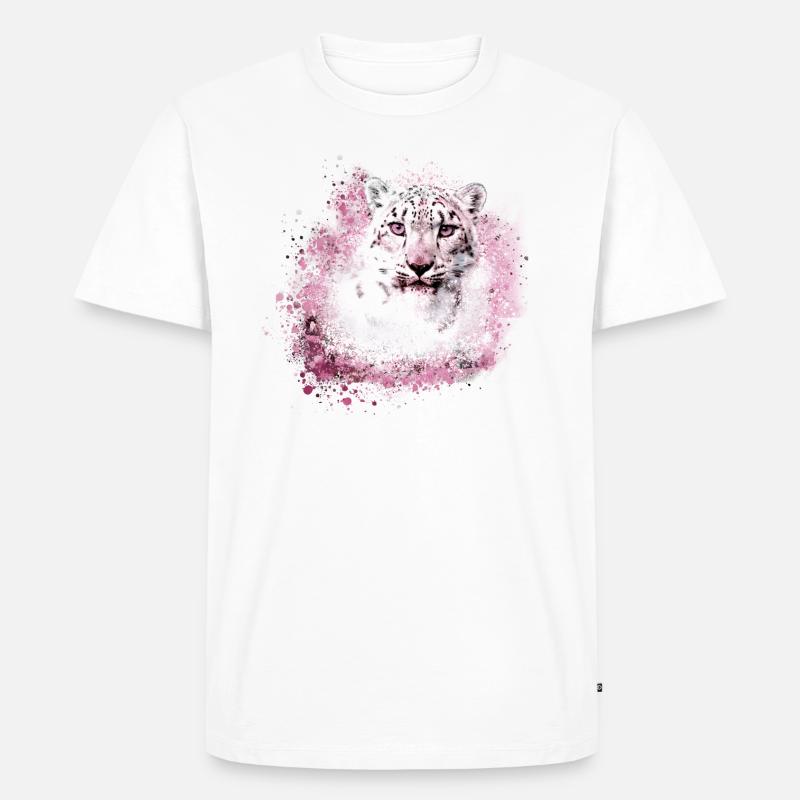 schneeleopard,katze,leopard,weiß,wildkatze - Männer Premium Bio T-Shirt - Weiß