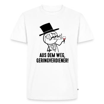 Out of the way Low Earner Meme Trader Millionaire - Men's Premium Organic T-Shirt - white - Front - Nico (187cm)