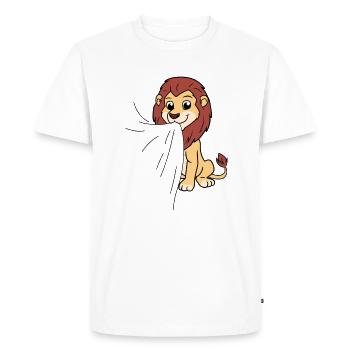 Lion eats fabric - Men's Premium Organic T-Shirt - white - Front - Nico (187cm)