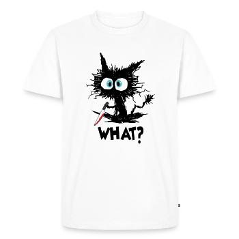 Quel chat noir avec couteau - T-shirt Premium bio Homme - blanc - Devant - Nico (187cm)