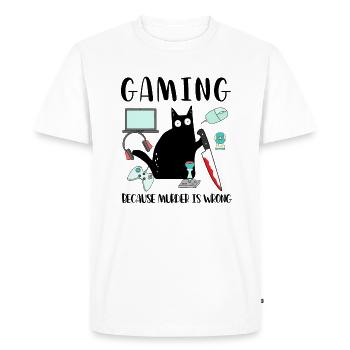 Gaming Because Murder Is Wrong Black Cat - Men's Premium Organic T-Shirt - white - Front - Nico (187cm)