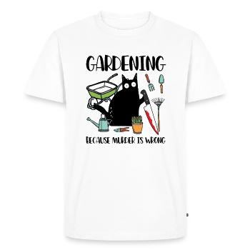 Gardening Because Murder Is Wrong Black Cat - Men's Premium Organic T-Shirt - white - Front - Nico (187cm)