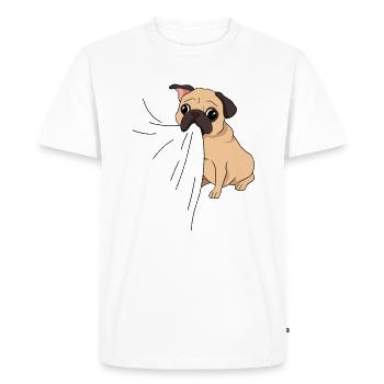 Morsures de carlin en t-shirt Le carlin affamé mange - T-shirt Premium bio Homme - blanc - Devant - Nico (187cm)