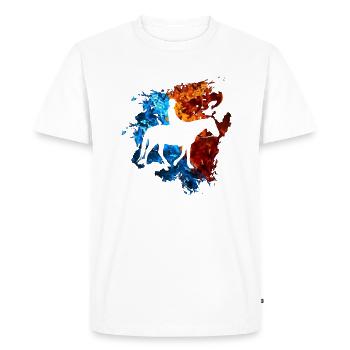 Cheval Rouge Bleu Fire Rider Équitation - T-shirt Premium bio Homme - blanc - Devant - Nico (187cm)