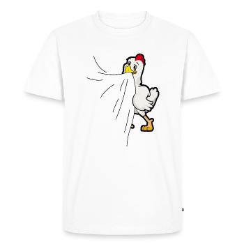 Bouchées de poulet en t-shirt Le poulet affamé mange - T-shirt Premium bio Homme - blanc - Devant - Nico (187cm)