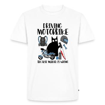 Conduire une moto parce que le meurtre est un mauvais chat - T-shirt Premium bio Homme - blanc - Devant - Nico (187cm)