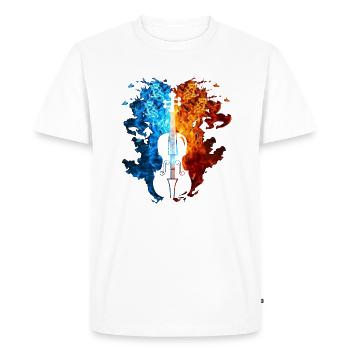 Violin Red Blue Fire Musical Instrument - Men's Premium Organic T-Shirt - white - Front - Nico (187cm)