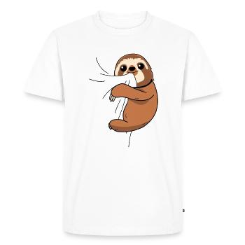Paresseux mord T-shirt Le paresseux affamé mange - T-shirt Premium bio Homme - blanc - Devant - Nico (187cm)