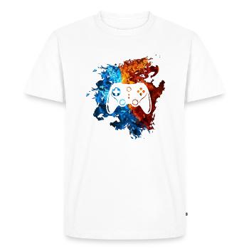 Game Controller Red Blue Fire Play Video Games - Men's Premium Organic T-Shirt - white - Front - Nico (187cm)