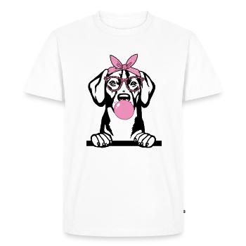 Dog with chewing gum - Men's Premium Organic T-Shirt - white - Front - Nico (187cm)