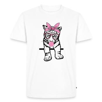 Tiger chews gum Tiger with chewing gum - Men's Premium Organic T-Shirt - white - Front - Nico (187cm)