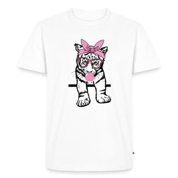 Tiger chews gum - Men's Premium Organic T-Shirt - white - Front - Nico (187cm)