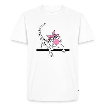 Dragon barbu soufflant du chewing-gum - T-shirt Premium bio Homme - blanc - Devant - Nico (187cm)