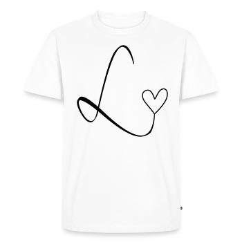 Lettre L Lettre L Calligraphie - T-shirt Premium bio Homme - blanc - Devant - Nico (187cm)