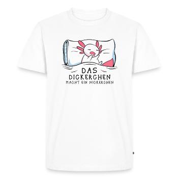 Fat takes a nap Axolotl - Men's Premium Organic T-Shirt - white - Front - Nico (187cm)