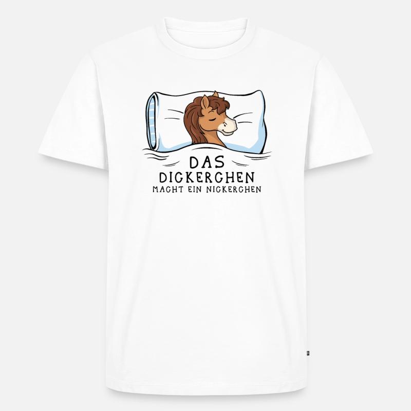 Dickerchen macht Nickerchen Perd - Männer Premium Bio T-Shirt - Weiß