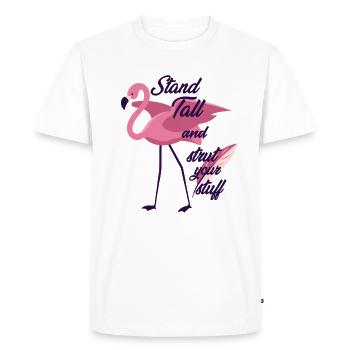 Flamant debout grand et Strut votre substance T-shirt - T-shirt Premium bio Homme - blanc - Devant - Nico (187cm)
