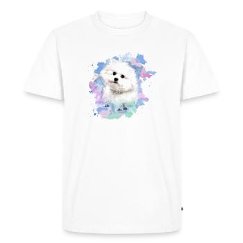 bichon frisé, maltais,chien, aquarelle, peinture à l’eau - T-shirt Premium bio Homme - blanc - Devant - Nico (187cm)