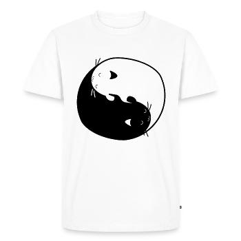 Cat yin yang - T-shirt Premium bio Homme - blanc - Devant - Nico (187cm)