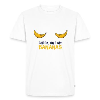 Cadeau de banane consultez mes seins - T-shirt Premium bio Homme - blanc - Devant - Nico (187cm)