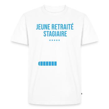 Retraite en cours humour - T-shirt Premium bio Homme - blanc - Devant - Nico (187cm)
