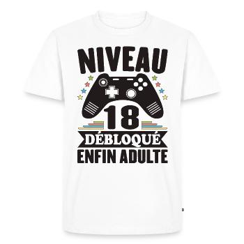 Niveau 18 Ans Débloqué Enfin Adulte Cadeau - T-shirt Premium bio Homme - blanc - Devant - Nico (187cm)
