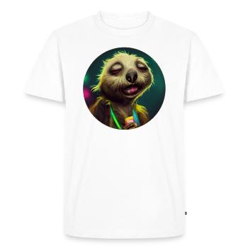 Party Sloth 5 a.m. - Men's Premium Organic T-Shirt - white - Front - Nico (187cm)