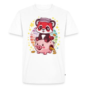 Panda Kawaii Rouge avec Tirelire - T-shirt Premium bio Homme - blanc - Devant - Nico (187cm)